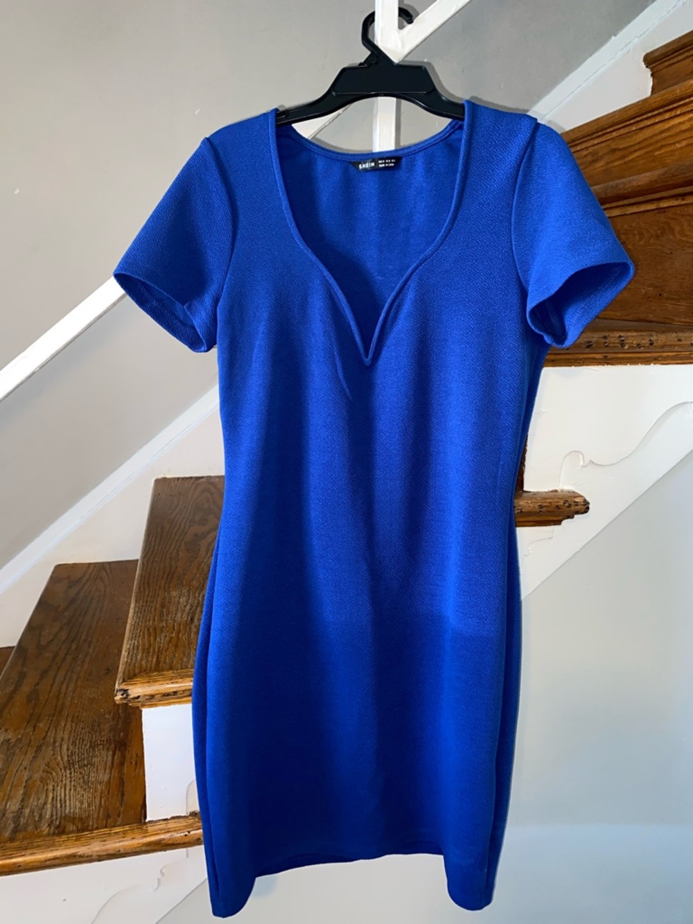 SHEIN Royal Blue V-Neck Short Sleeve Mini Dress Size Medium